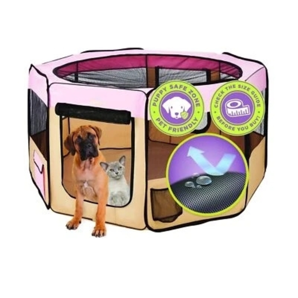 Portable Pink Small Pet Playpen - Pet Friendly Play Yard